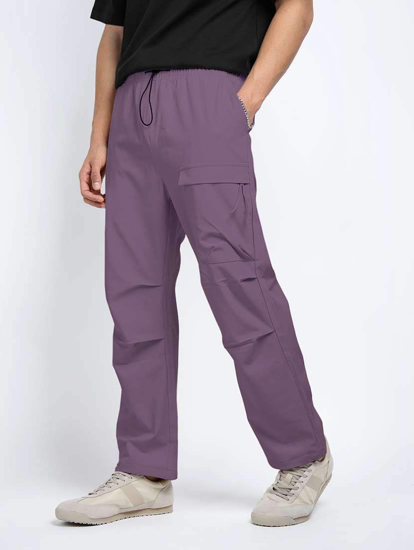 men solid mid rise relaxed fit parachute pants - 22038044 -  Standard Image - 2