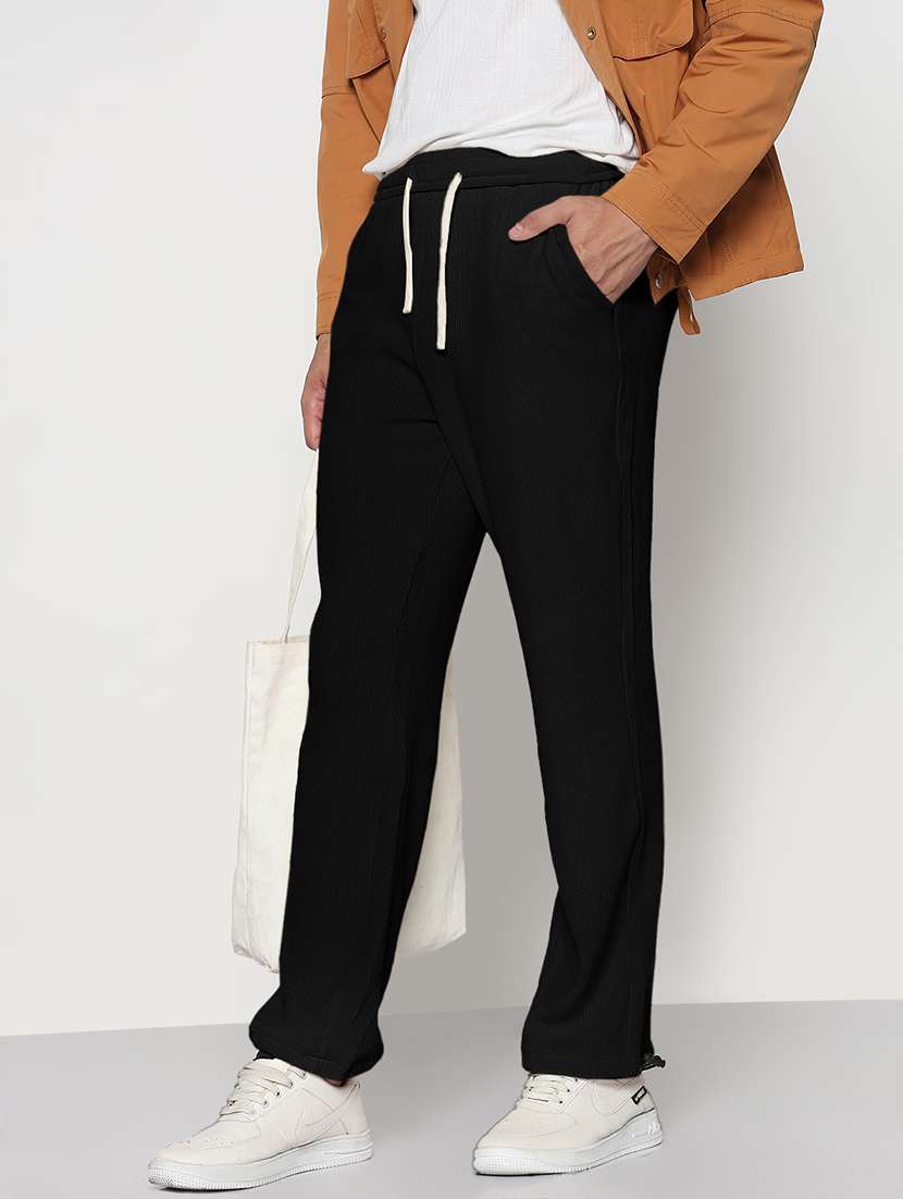 men solid mid rise relaxed fit track pant