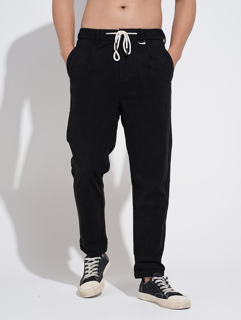 men black solid mid rise straight fit chinos - 22038068 - Standard Image - 2