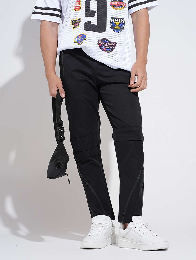 men solid low rise regular fit track pant