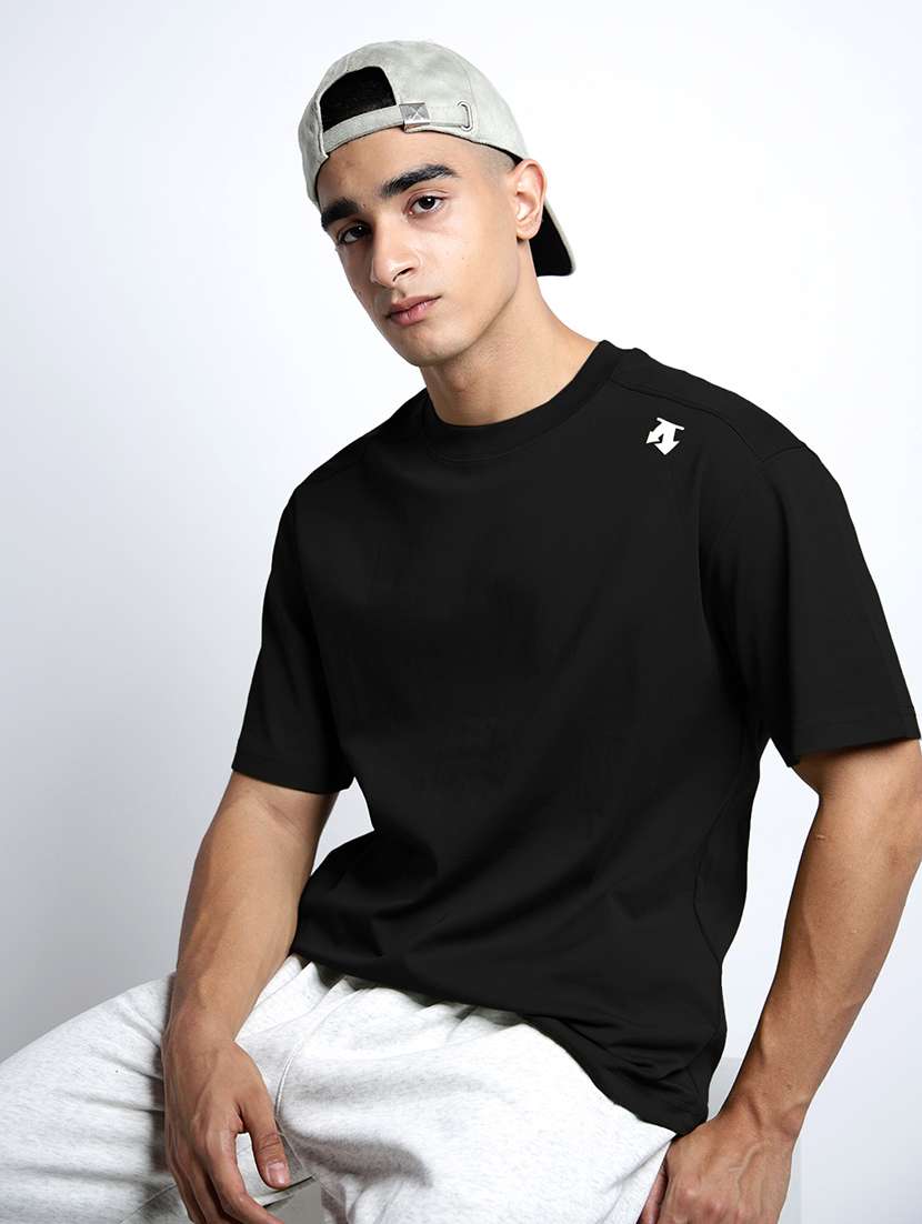 men solid short sleeve loose fit t-shirt