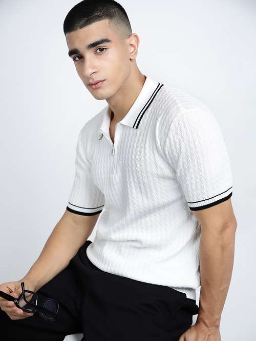 white cotton blend plain tshirt - 22038136 -  Standard Image - 0