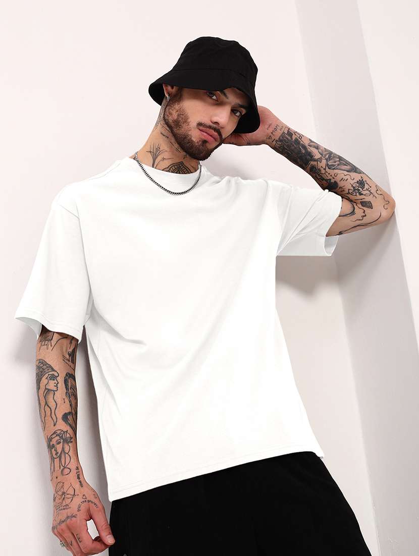 men solid short sleeve oversized t-shirt