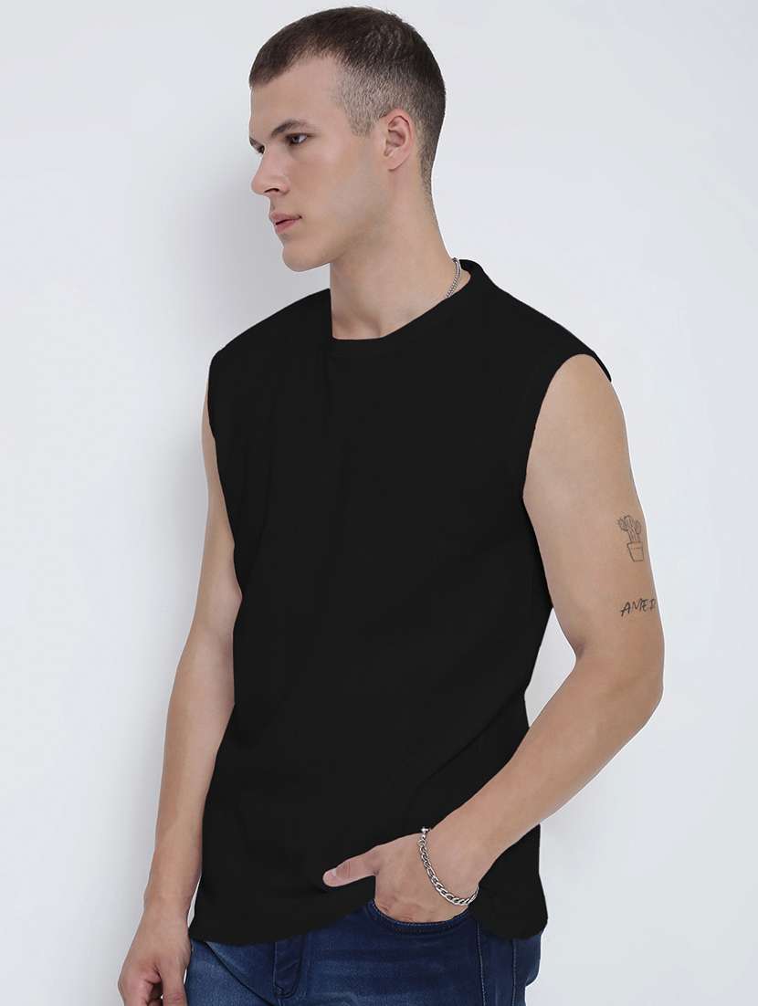 men solid sleeveless regular fit t-shirt - 22038153 -  Standard Image - 2