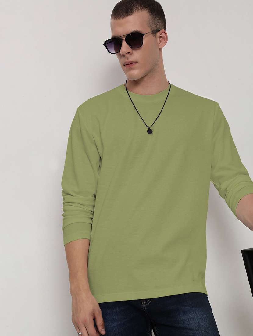 men solid long sleeve regular fit t-shirt