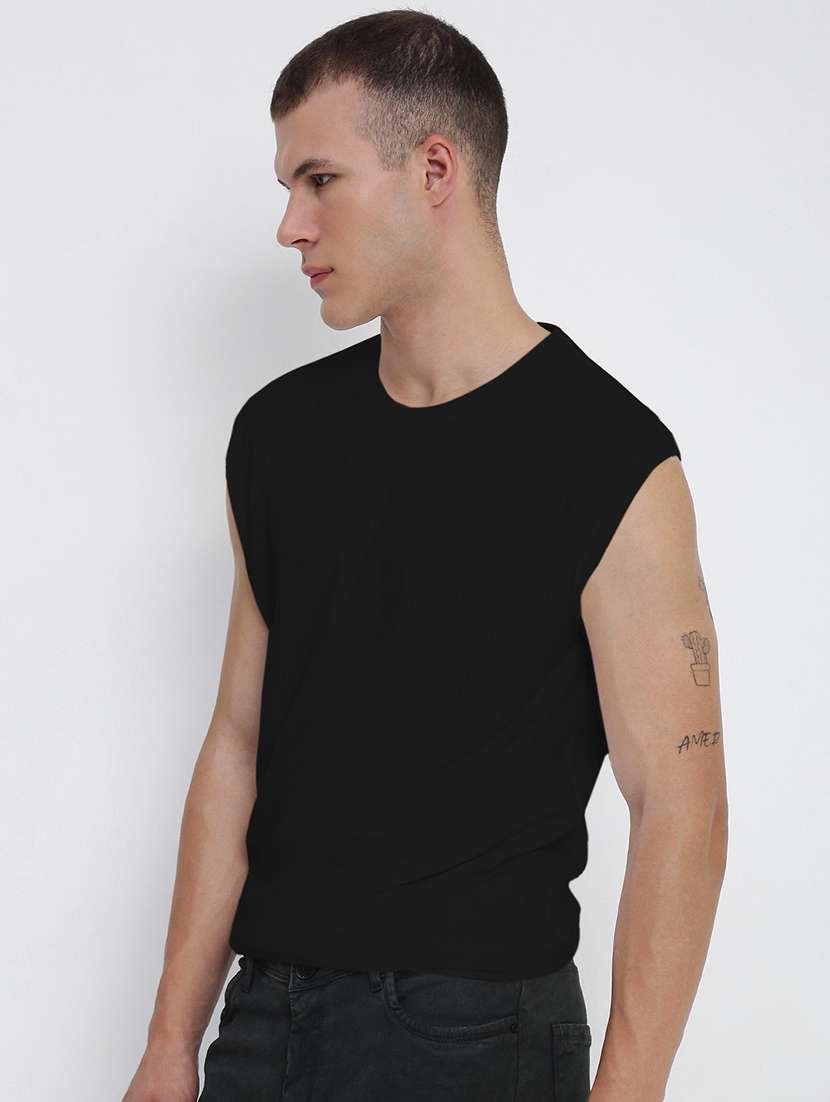men solid sleeveless regular fit t-shirt - 22038160 -  Standard Image - 2