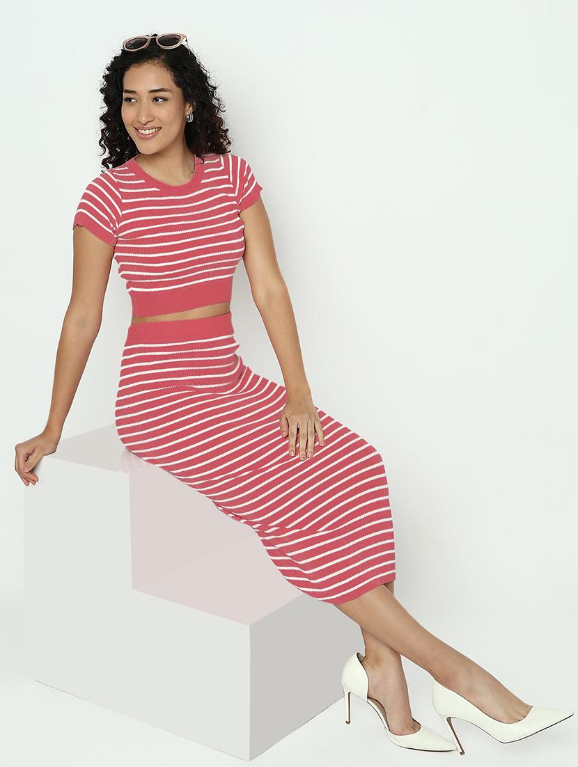 women striped top and skirt co-ord set - 22038231 - Zoom Image - 0