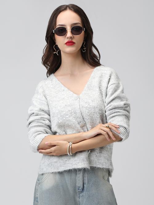women sequined long sleeve cardigan - 22038236 - Standard Image - 0
