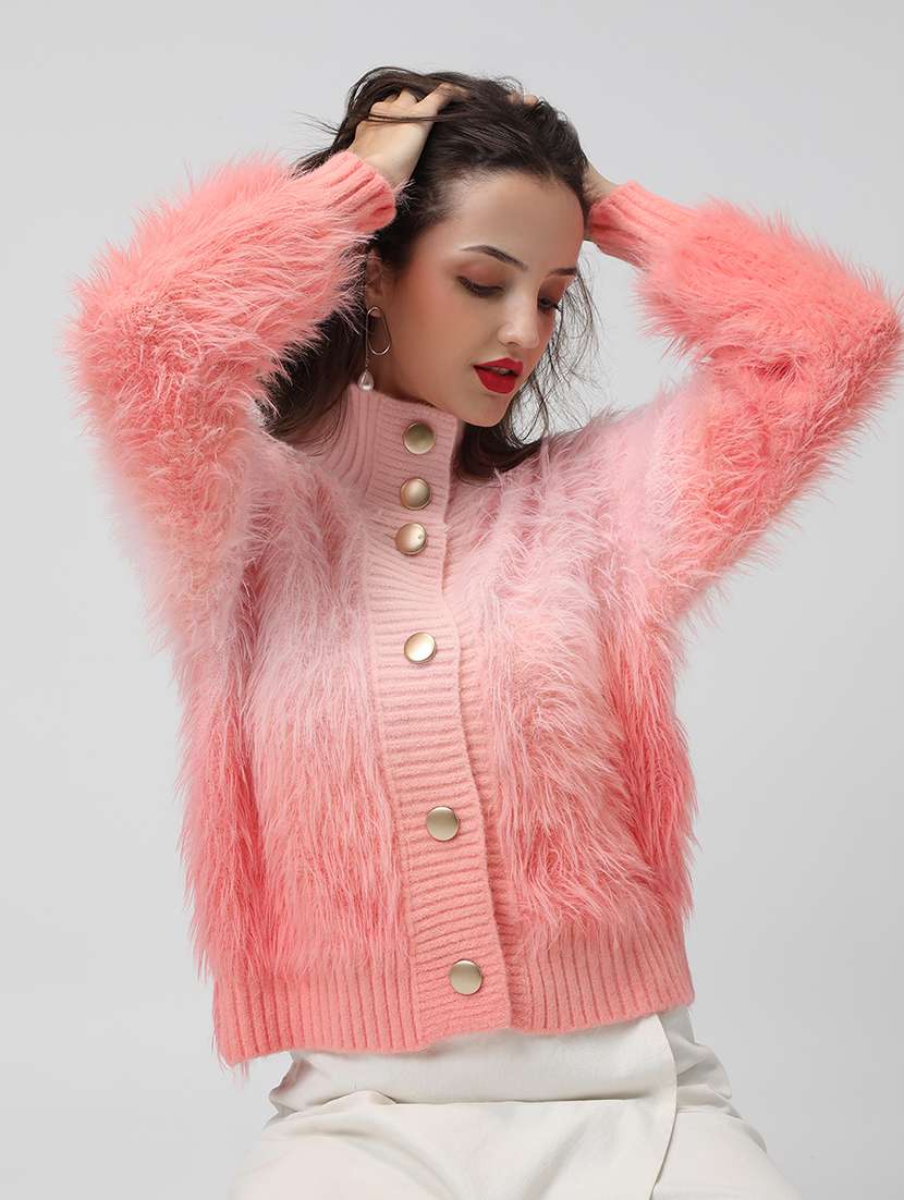 women stand collar long sleeve cardigan - 22038238 -  Zoom Image - 0