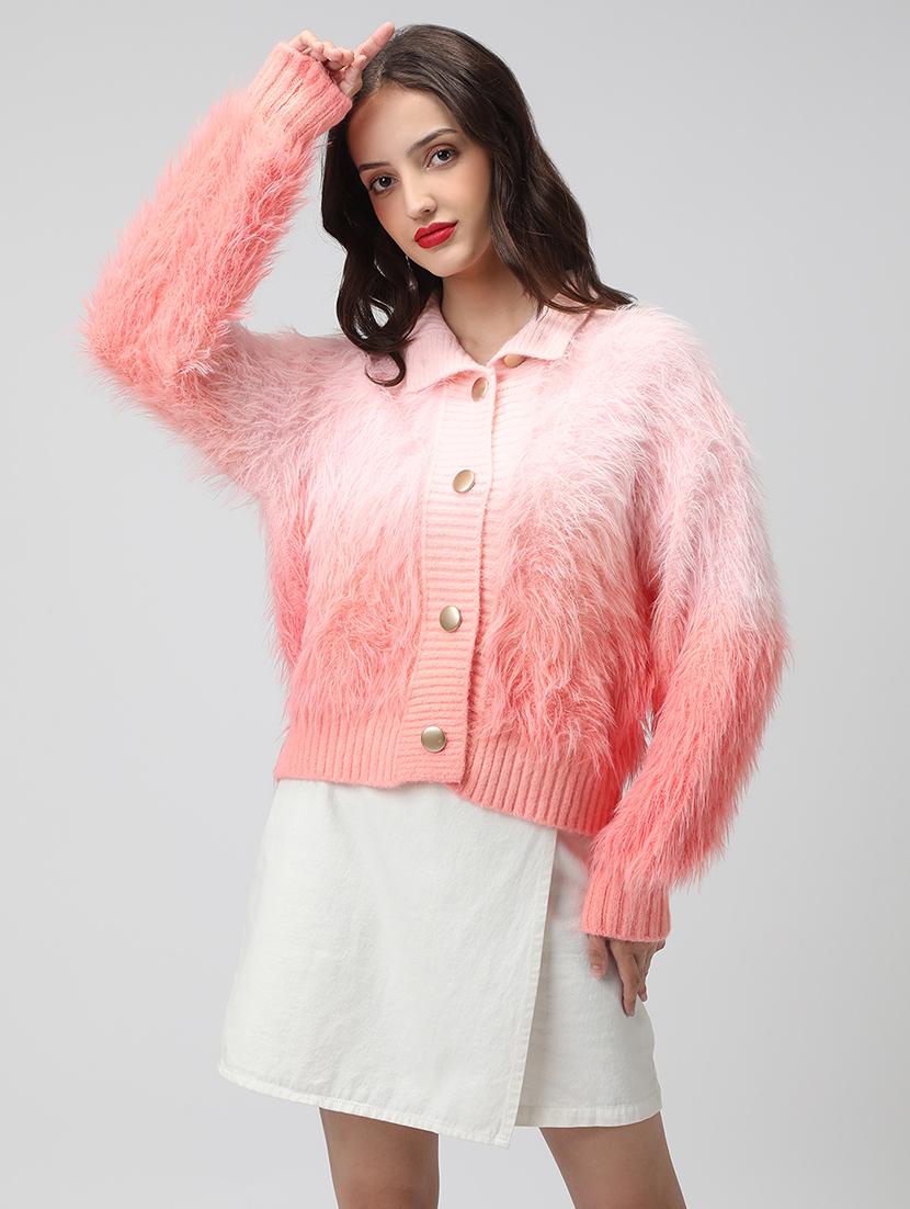 women stand collar long sleeve cardigan - 22038238 - Standard Image - 2