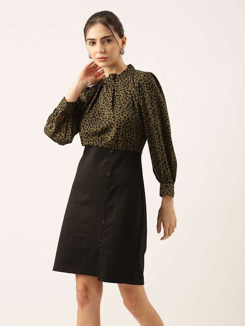 women animal print puff sleeve sheath dress - 22038247 -  Standard Image - 2