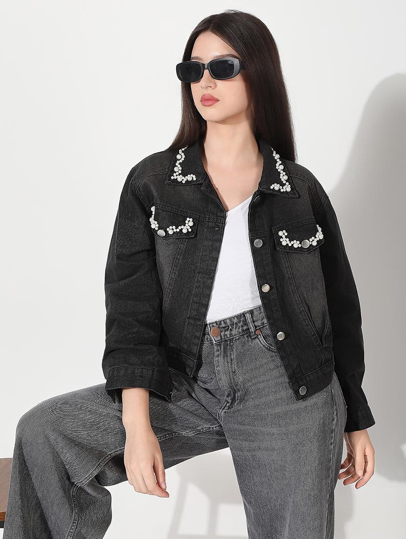 women embellished long sleeve denim jacket - 22038253 - Zoom Image - 0