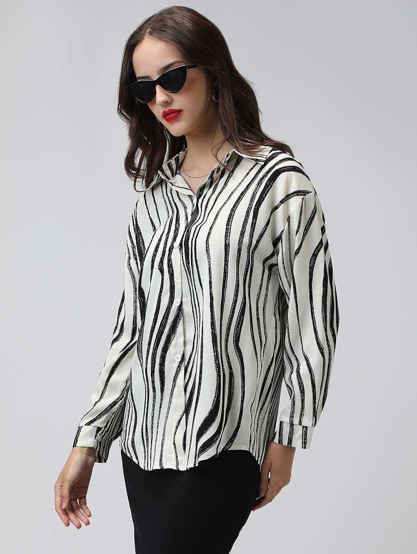 women animal print collared long sleeve shirt - 22038257 -  Standard Image - 2