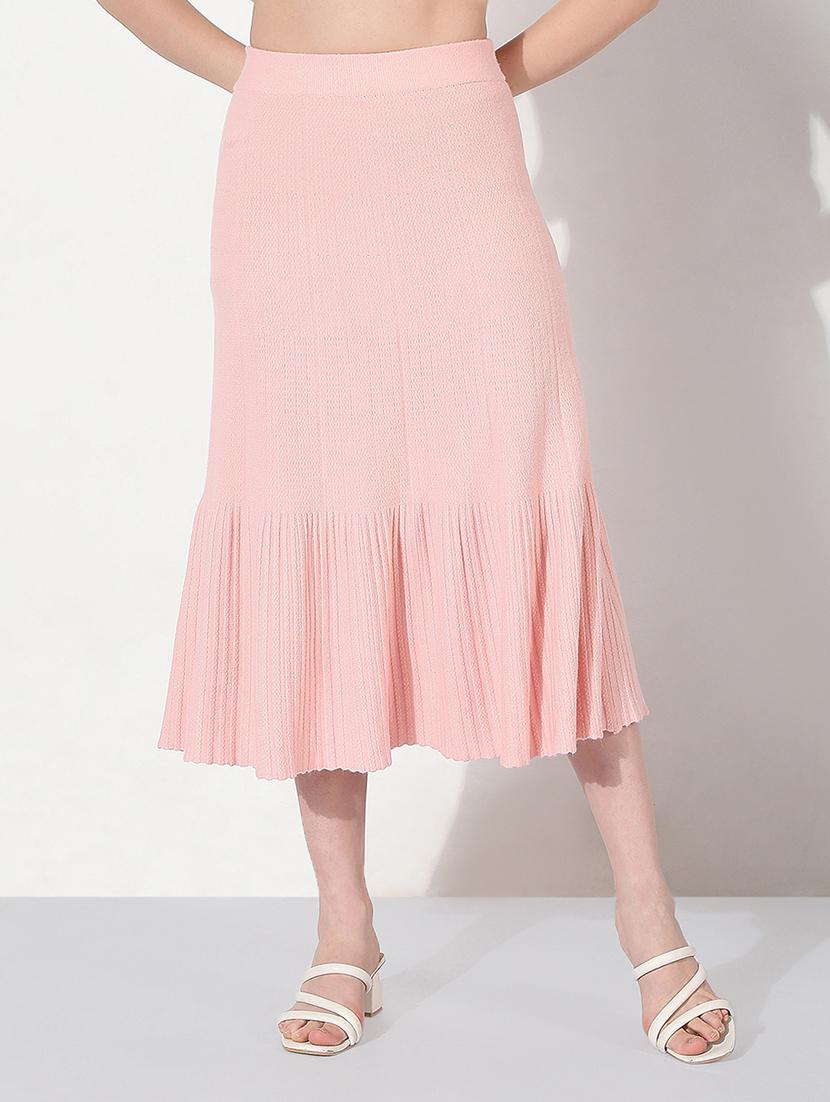 women solid high rise flared skirt - 22038267 - Standard Image - 2