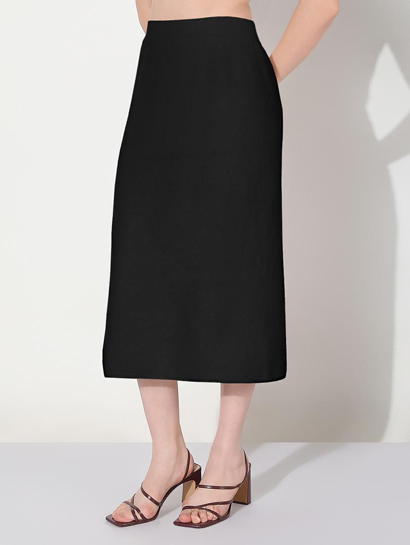 women solid high rise straight skirt - 22038274 - Standard Image - 2
