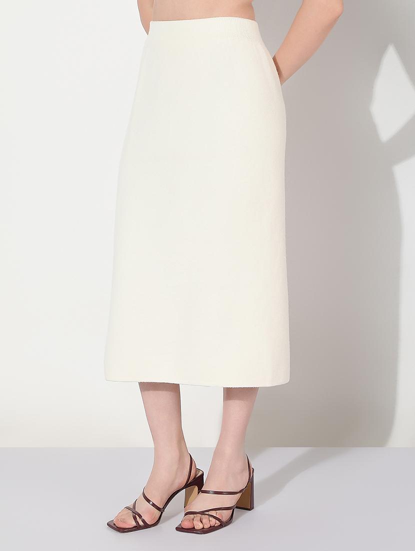 women white solid high rise straight skirt - 22038275 - Standard Image - 2