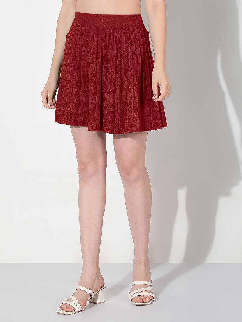 women maroon solid flared skirt - 22038280 - Standard Image - 2