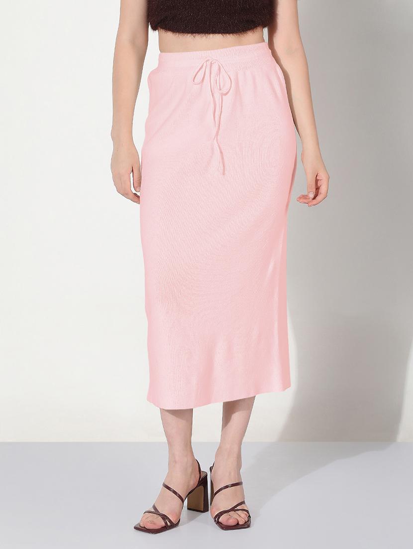 women pink solid straight skirt - 22038282 - Standard Image - 2