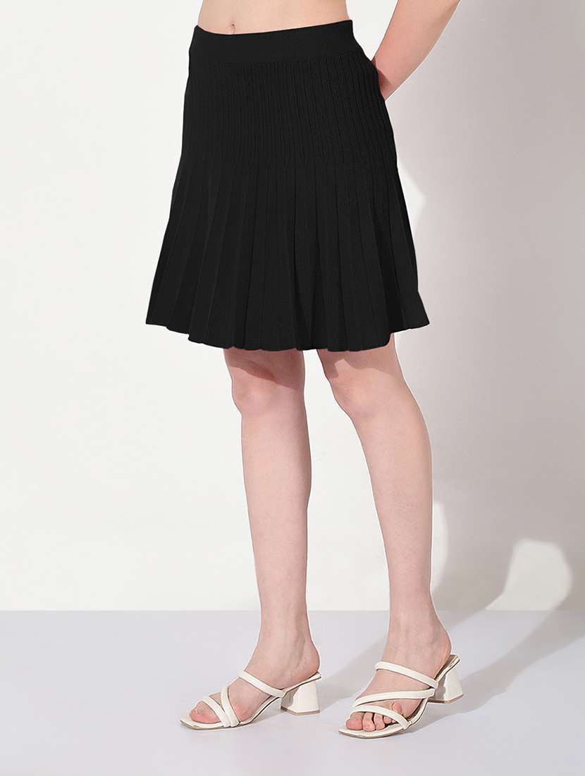 women solid high rise flared skirt - 22038286 - Standard Image - 2