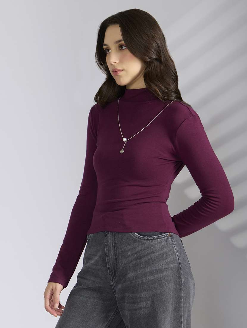 women solid long sleeve regular top - 22038304 - Standard Image - 2