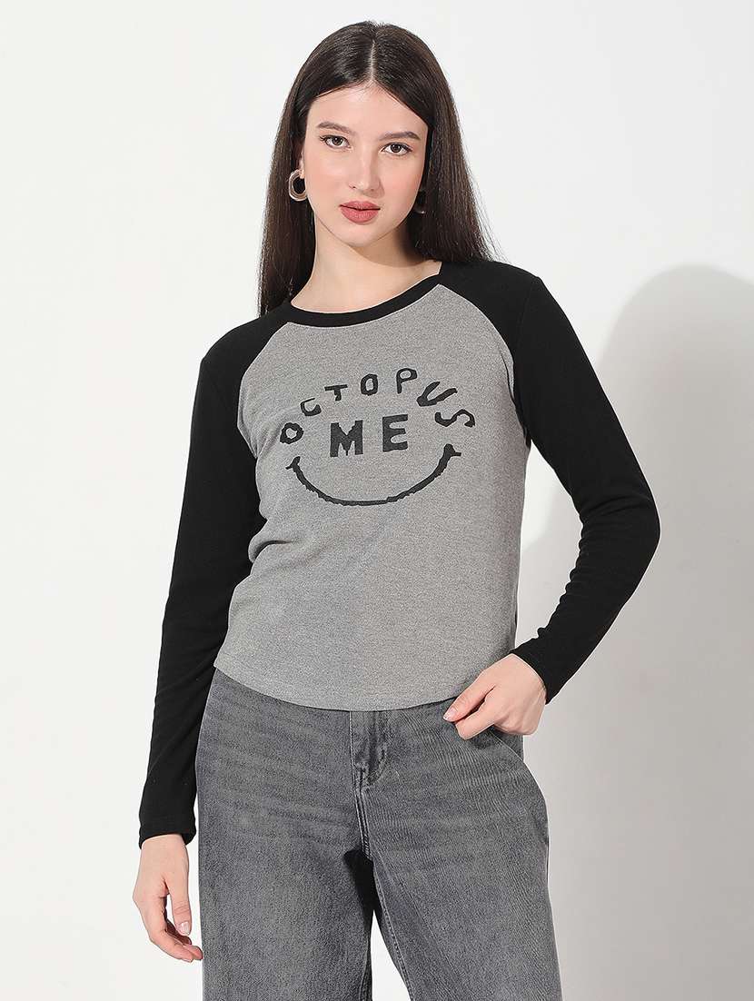 women color blocked long sleeve top - 22038311 - Standard Image - 2