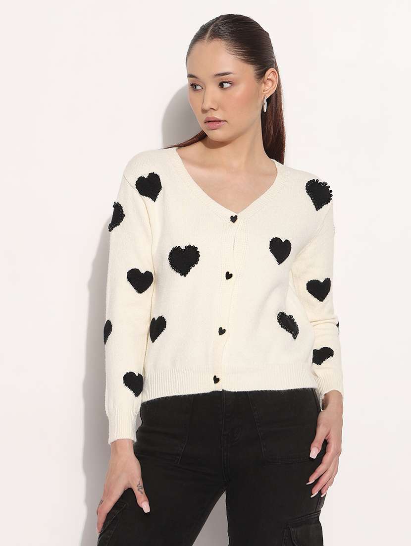 women printed long sleeve crop cardigan - 22038317 - Standard Image - 2