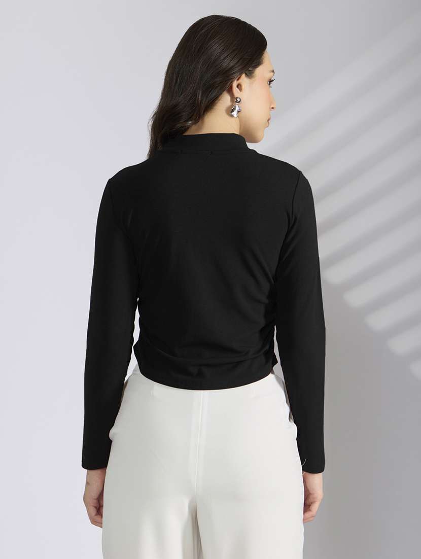 women black solid long sleeve top - 22038322 -  Standard Image - 2