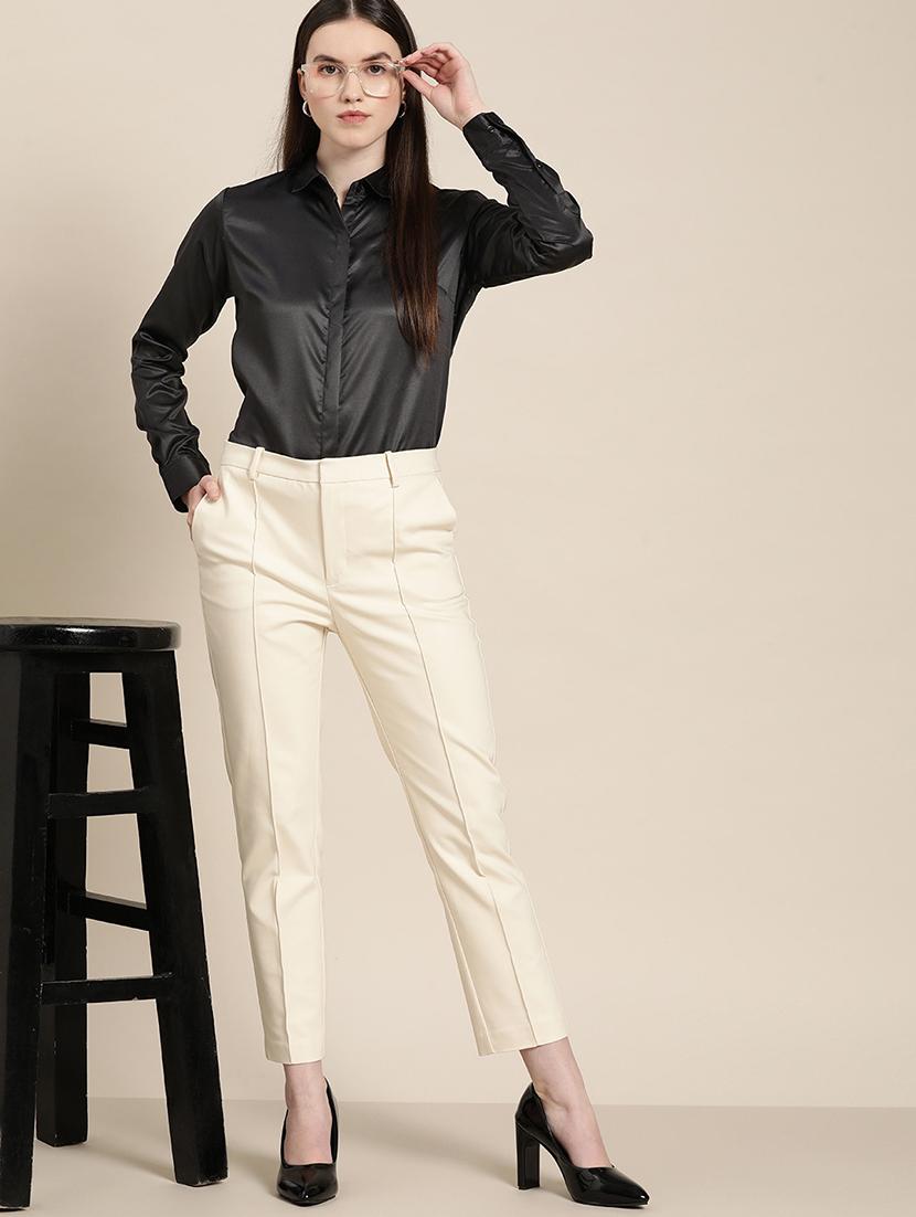 women solid collared long sleeve regular fit shirt - 22038359 - Standard Image - 2