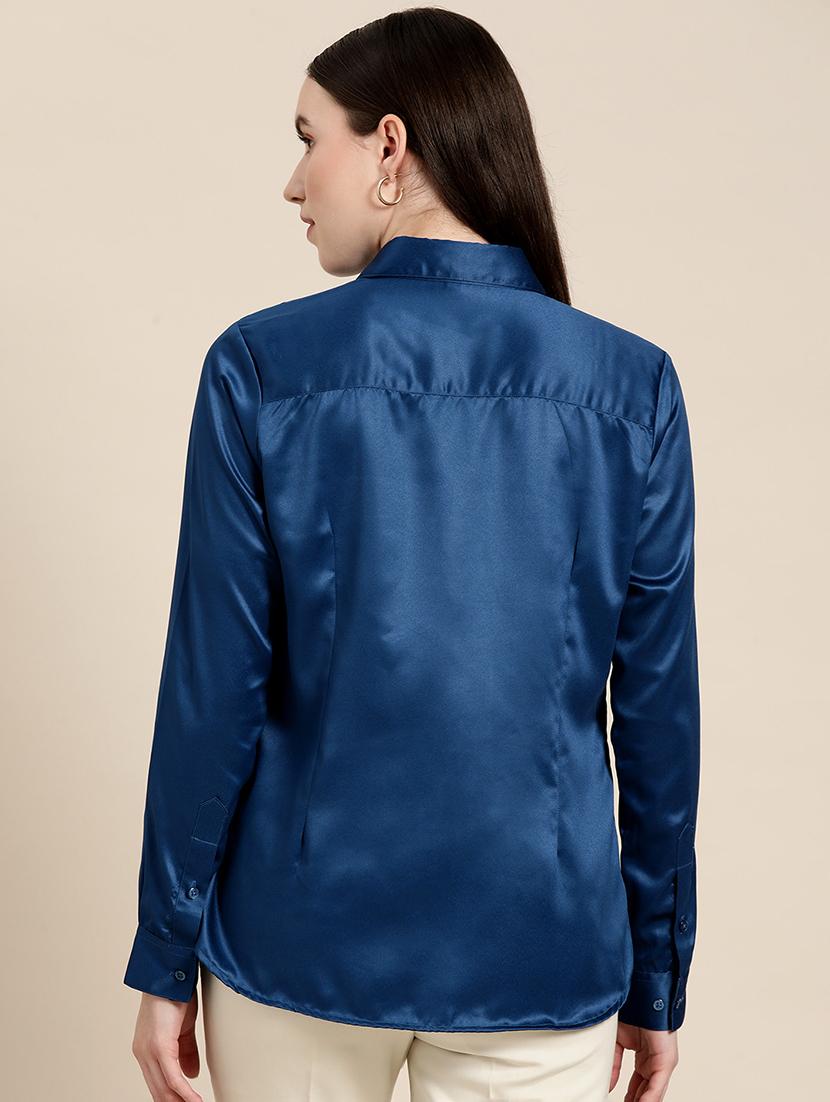women solid collared long sleeve shirt - 22038367 - Standard Image - 2