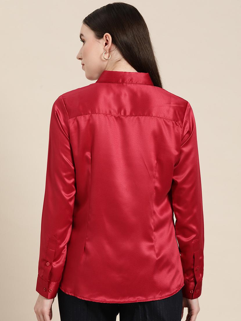 women solid collared long sleeve shirt - 22038368 - Standard Image - 2