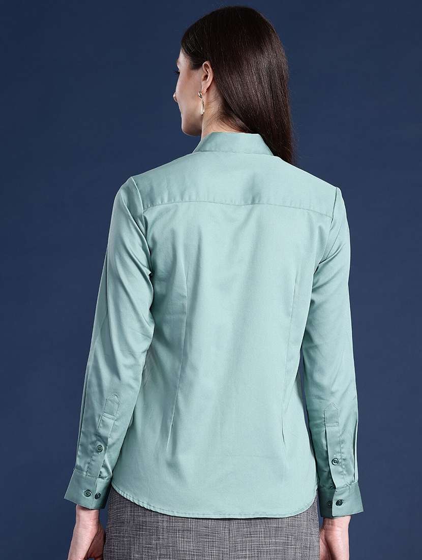 women solid collared long sleeve shirt - 22038373 -  Standard Image - 2