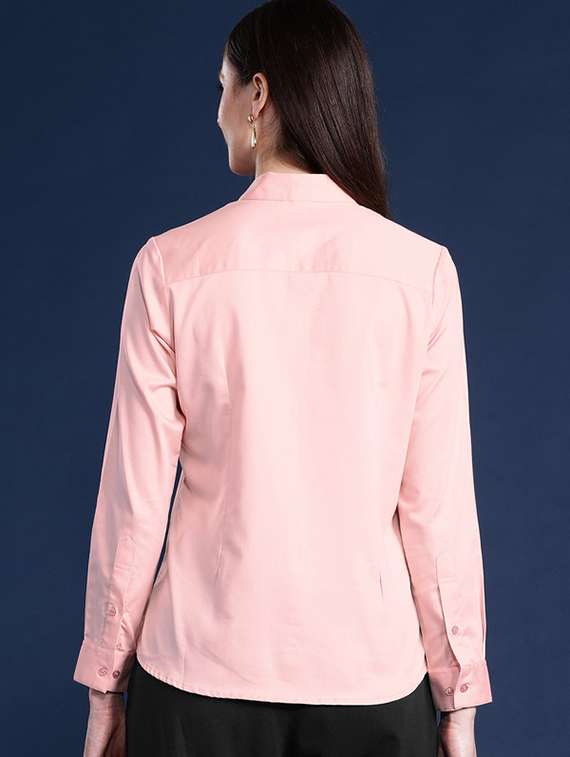 women solid collared long sleeve regular fit shirt - 22038375 -  Standard Image - 2