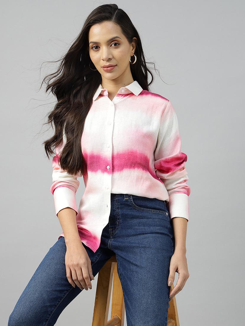 women printed collared long sleeve shirt - 22038378 - Zoom Image - 0