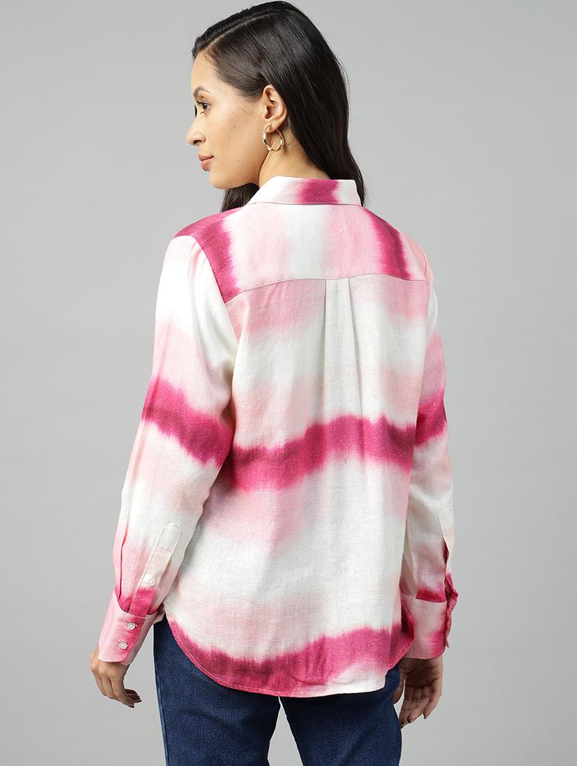 women printed collared long sleeve shirt - 22038378 - Standard Image - 2