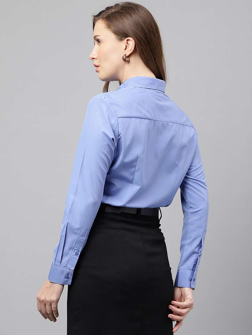 women solid collared long sleeve regular fit shirt - 22038397 -  Standard Image - 2