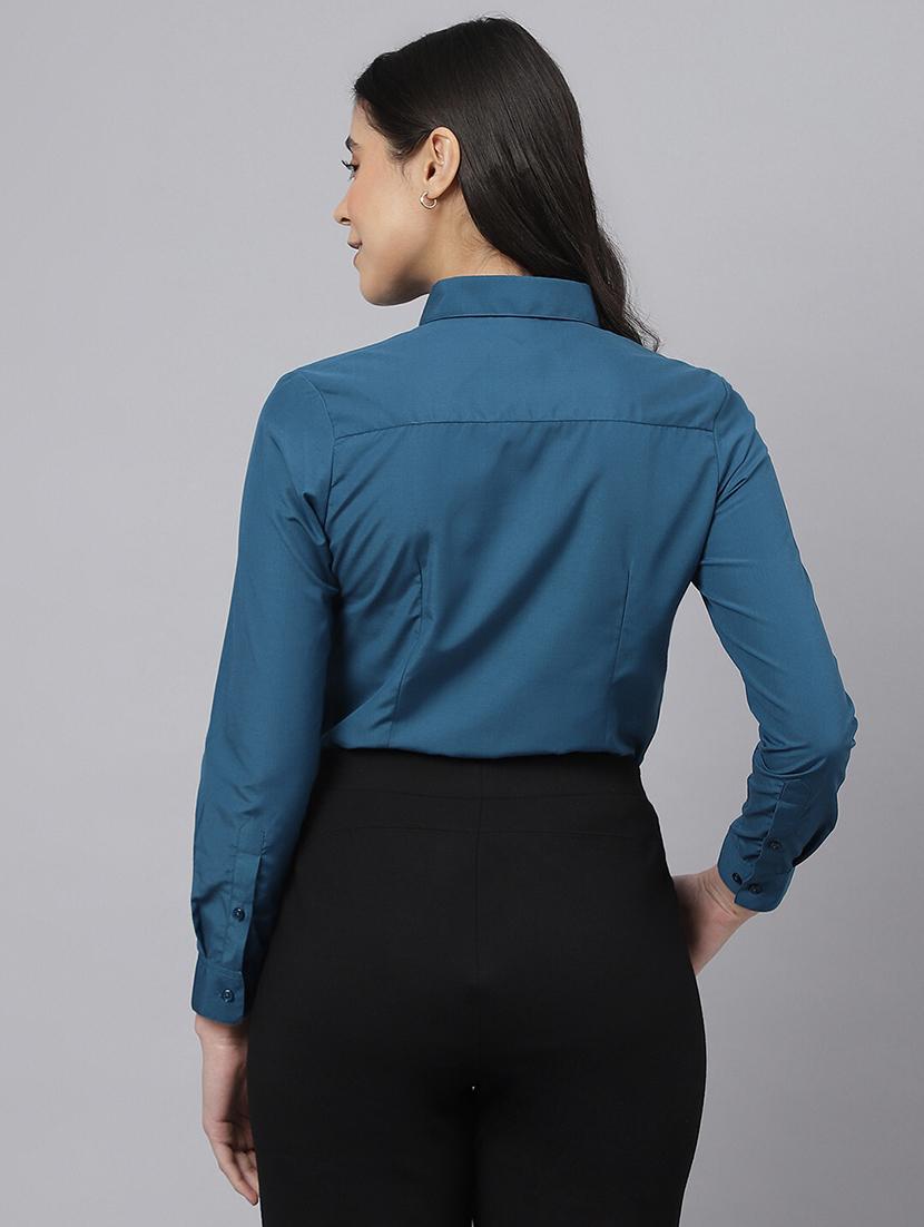 women solid collared long sleeve shirt - 22038399 - Standard Image - 2