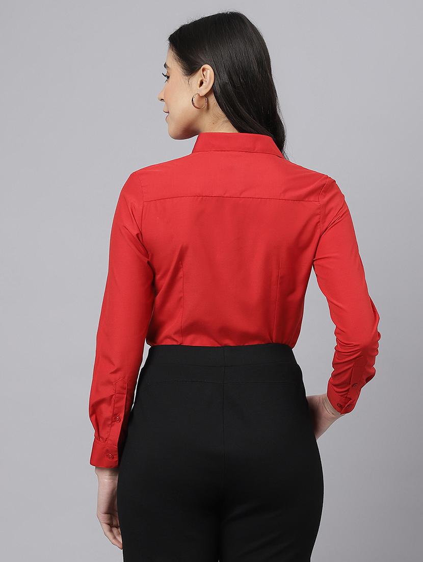 women solid collared long sleeve shirt - 22038406 - Standard Image - 2