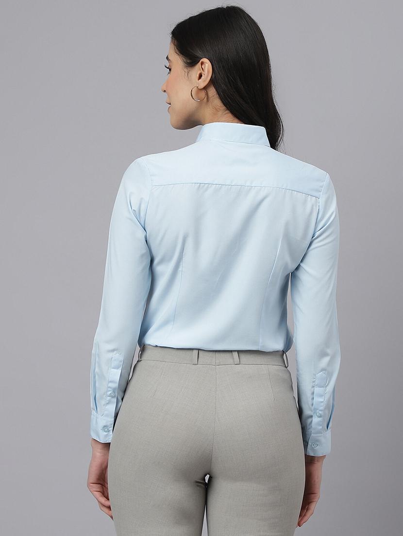 women solid collared long sleeve shirt - 22038407 - Standard Image - 2