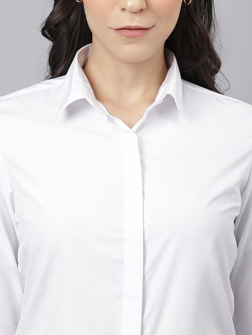women solid collared long sleeve regular fit shirt - 22038408 - Standard Image - 2