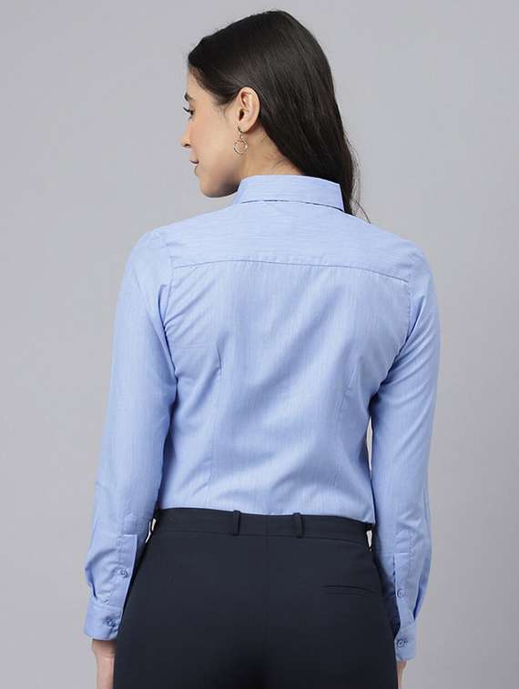 women solid collared long sleeve shirt - 22038409 -  Standard Image - 2