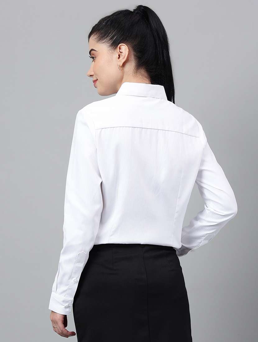 women solid collared long sleeve shirt - 22038416 -  Standard Image - 2