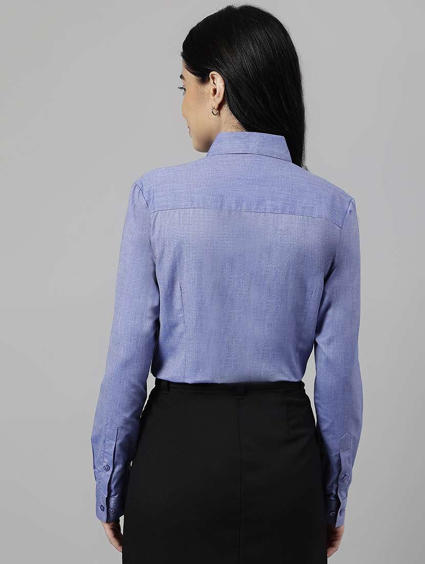 women solid collared long sleeve regular fit shirt - 22038417 -  Standard Image - 2