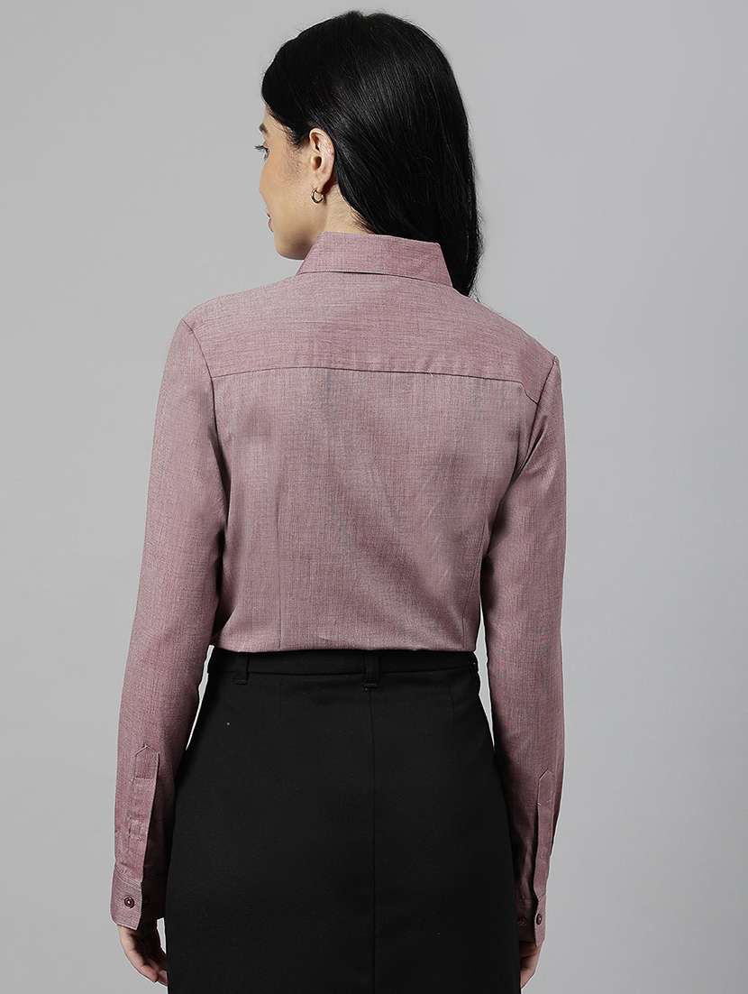 women solid collared long sleeve shirt - 22038421 -  Standard Image - 2