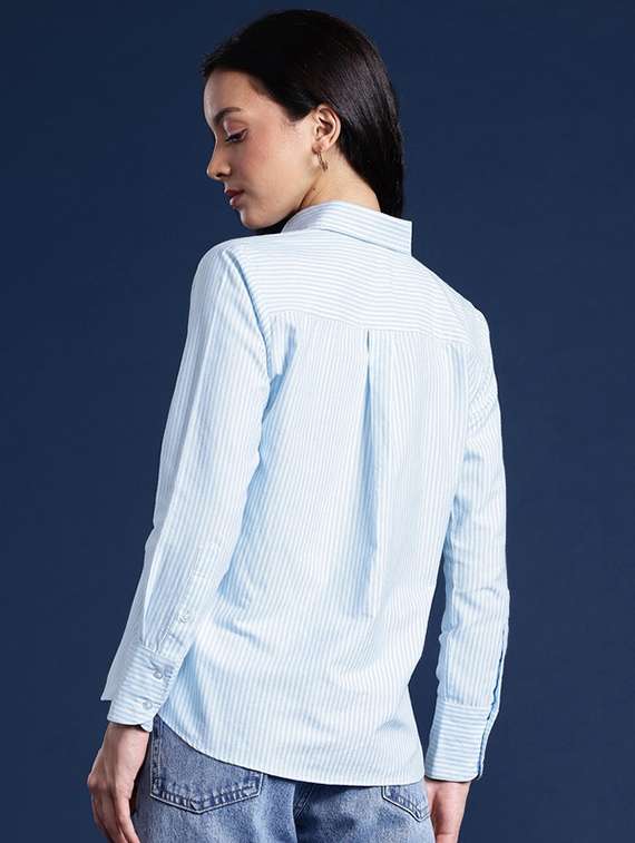 women solid collared long sleeve regular fit shirt - 22038447 - Standard Image - 2