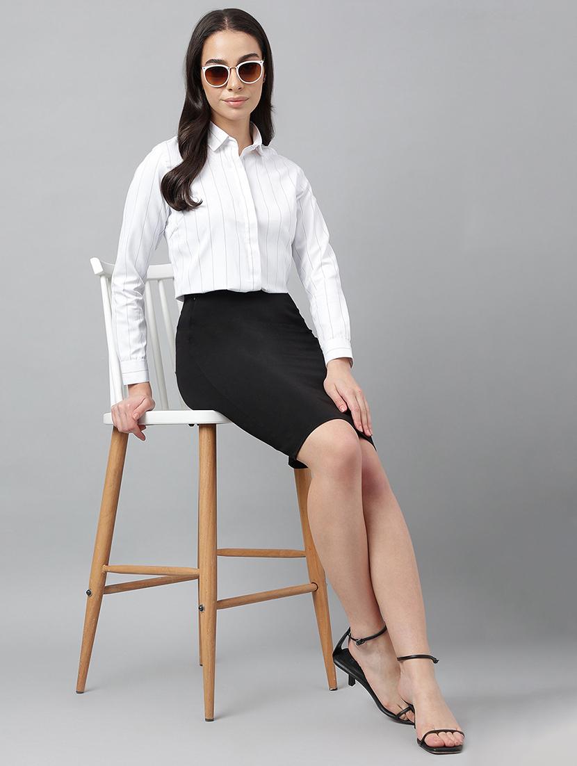 women striped collared long sleeve shirt - 22038464 -  Zoom Image - 0