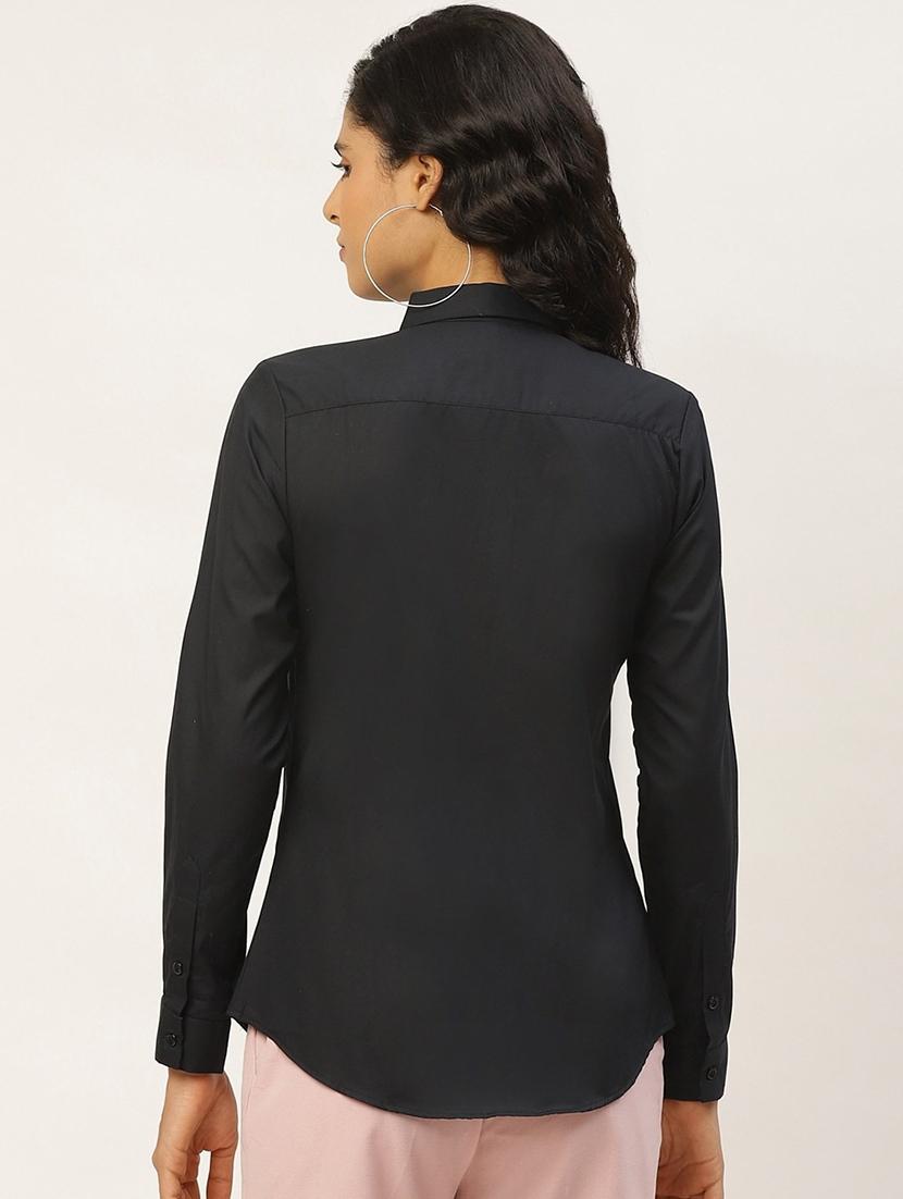 women solid collared long sleeve shirt - 22038473 - Standard Image - 2