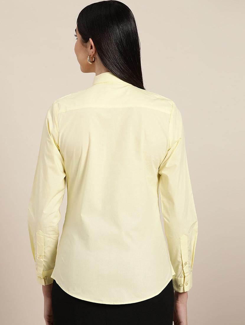 women solid collared long sleeve shirt - 22038475 - Standard Image - 2