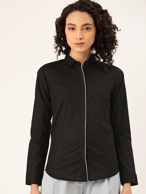 black cotton regular shirt - 22038481 - Standard Image - 0