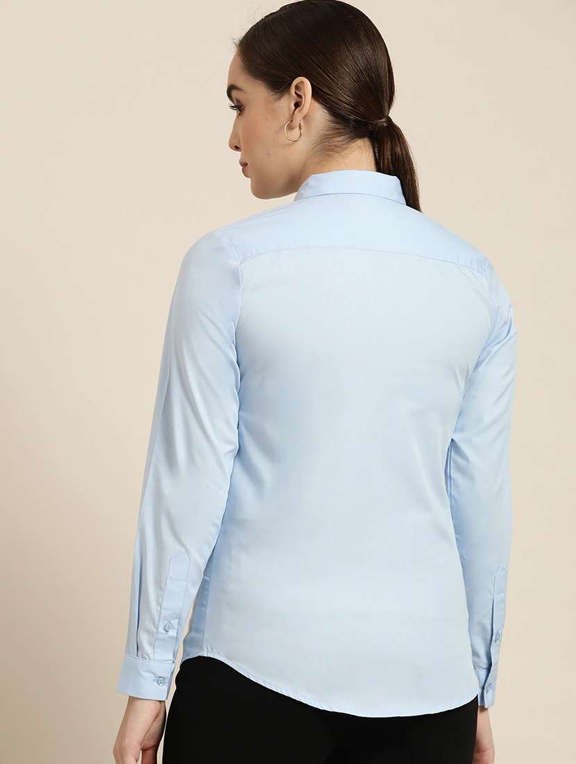 women solid collared long sleeve shirt - 22038482 -  Standard Image - 2