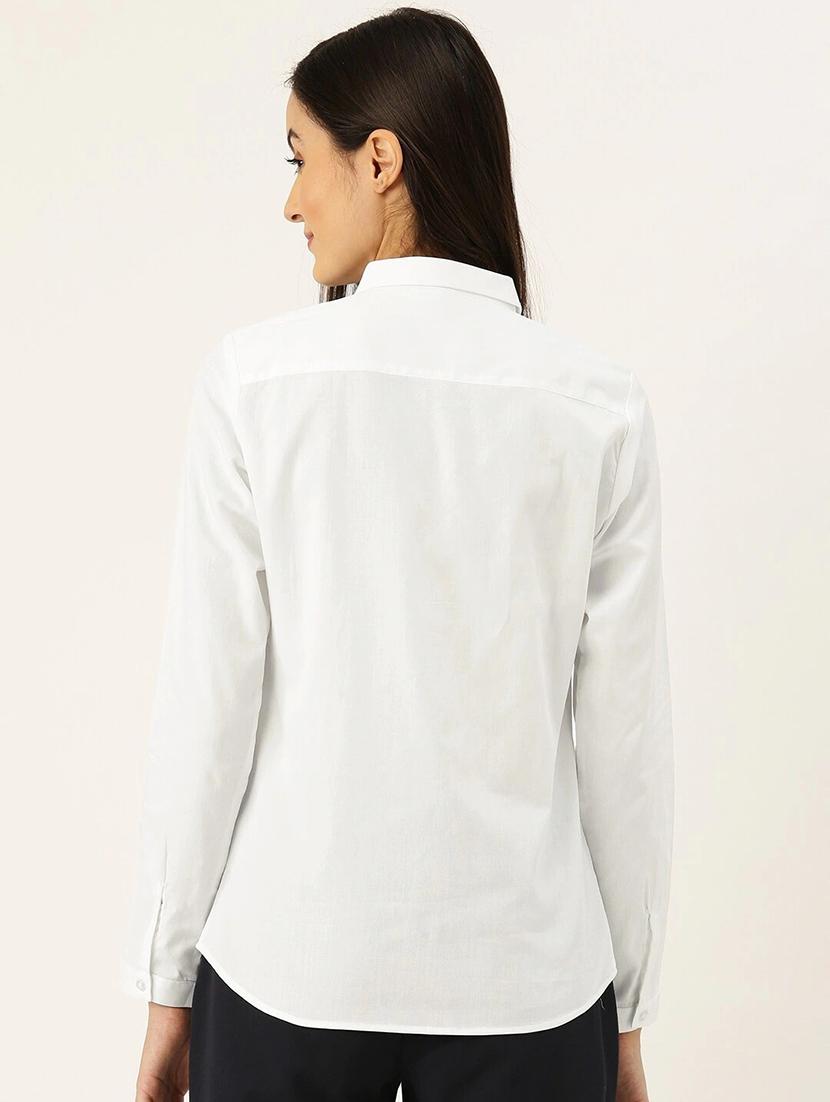 women solid collared long sleeve shirt - 22038483 - Standard Image - 2